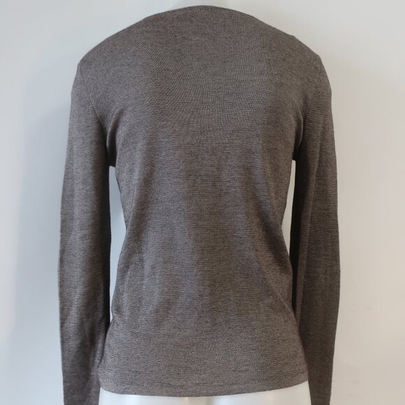 Womens Akris Dark Brown Taupe Cashmere Silk V-Neck Pullover Sweater 8 - Picture 6 of 12
